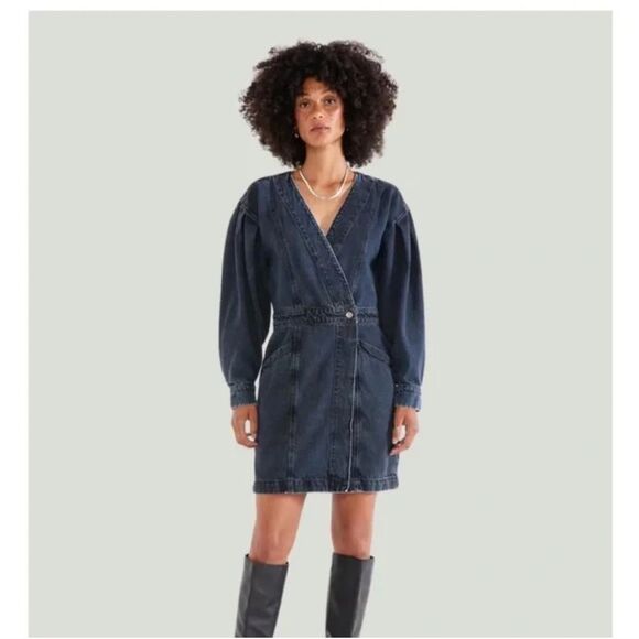 Etica The Mira Denim Wrap Dress NWT - Picture 1 of 16